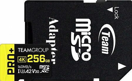 Карта памяти Team Group 256 Gb Micro SDXC + adapter Pro+ U3 V30 A2 Карта памяти Team Group 256 Gb Micro SDXC + adapter Pro+ U3 V30 A2