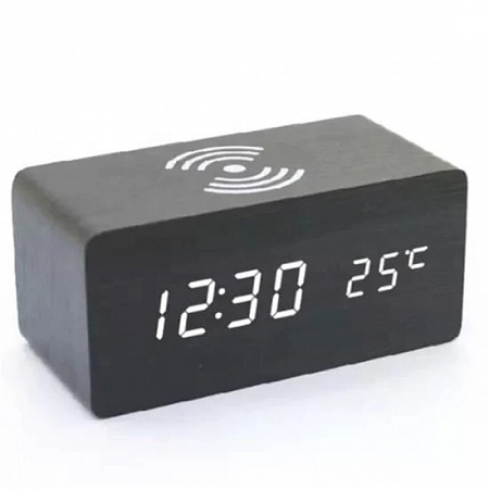 ���� ��������� Wooden Clock Black LED